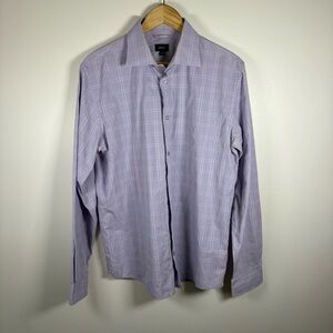 Mexx Men’s Purple Plaid Long Sleeve Dress Shirt,Size XL, Cotton Blend